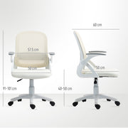 Ergonomic Mesh Office Chair With Lumbar Support And Flip Up Arms For Home Or Office White