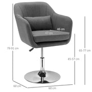Swivel Accent Chair with Adjustable Height and Lumbar Support for Home Office, Dark Grey