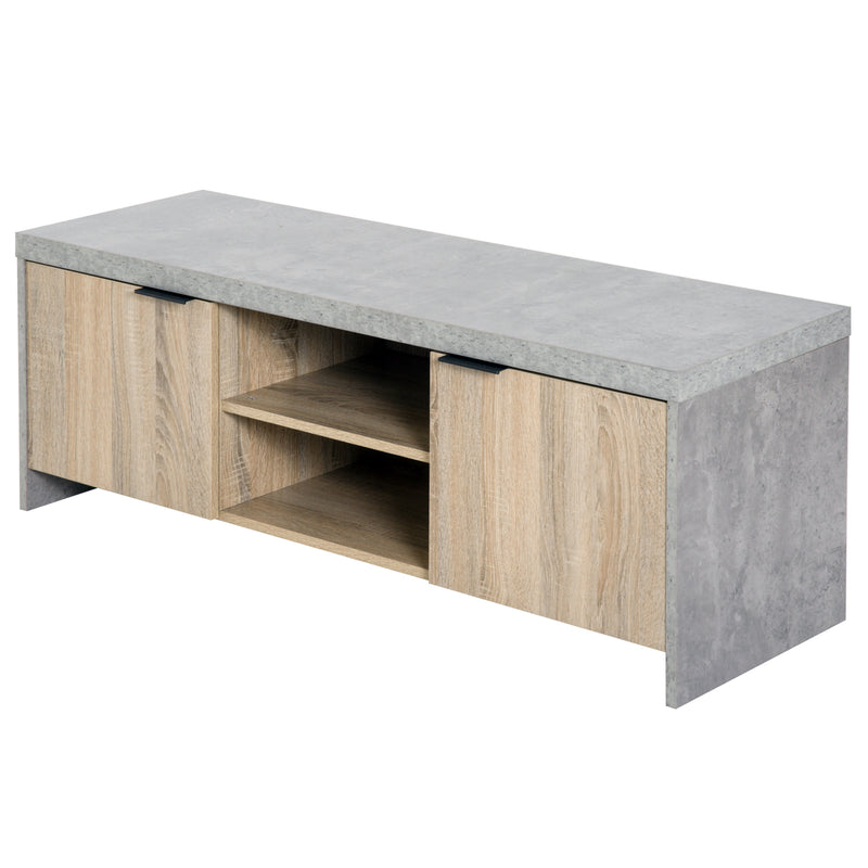 Grey TV Stand For TVs Up To 55 Inch With Storage Cupboards And Open Shelves