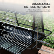 3 in 1 Barbecue Grill Fire Pit and Rotisserie Roaster with Protective Cover, Black