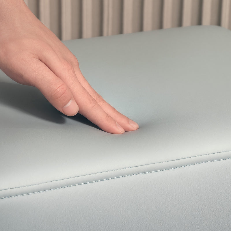 Grey PU Leather Footstool with Four Sturdy Plastic Legs by HOMCOM