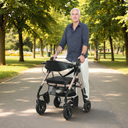 4 Wheel Rollator Walker with Seat and Storage for Elderly or Disabled Support Black AOSOM