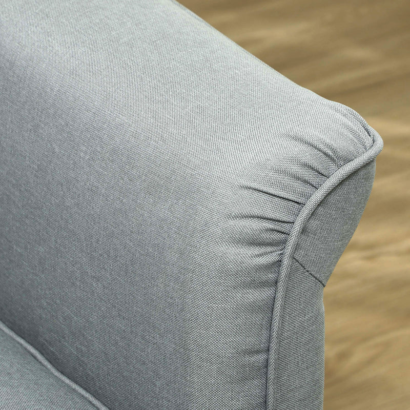 Grey 3 Seater Upholstered Sofa with Spring Cushion and Rubber Wood Legs by HOMCOM