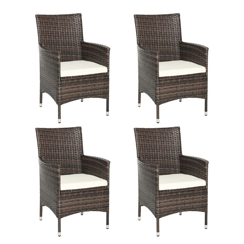 4 Piece Rattan Garden Chair Set With Cushions Ideal For Patio Or Outdoor Seating