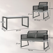 4 Seater Rattan Garden Furniture Set in Charcoal Grey by Outsunny