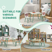 Kids Table and Chair Set with Easel and Storage Baskets for Creative Play, Green