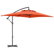Orange 3m Cantilever Overhanging Parasol with Cross Base by Outsunny