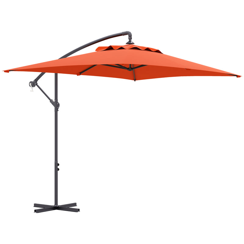 Orange 3m Cantilever Overhanging Parasol with Cross Base by Outsunny