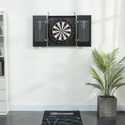 Bristle Dartboard Cabinet Set with 6 Steel Tip Darts Ideal for Home Games Room Brown AOSOM