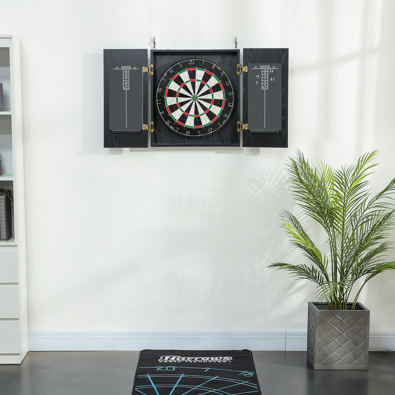 Bristle Dartboard Cabinet Set with 6 Steel Tip Darts Ideal for Home Games Room Brown AOSOM