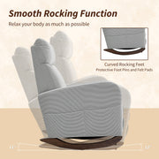 Rocking Armchair With Corduroy Upholstery Ideal For Relaxing In Living Room Grey