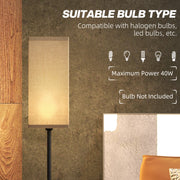 Modern Black Floor Lamp with Linen Shade and Foot Switch for Living Room or Bedroom by HOMCOM