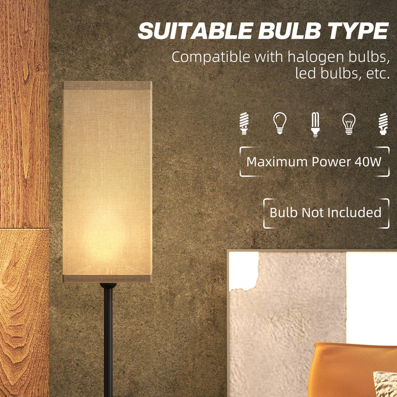 Modern Black Floor Lamp with Linen Shade and Foot Switch for Living Room or Bedroom by HOMCOM
