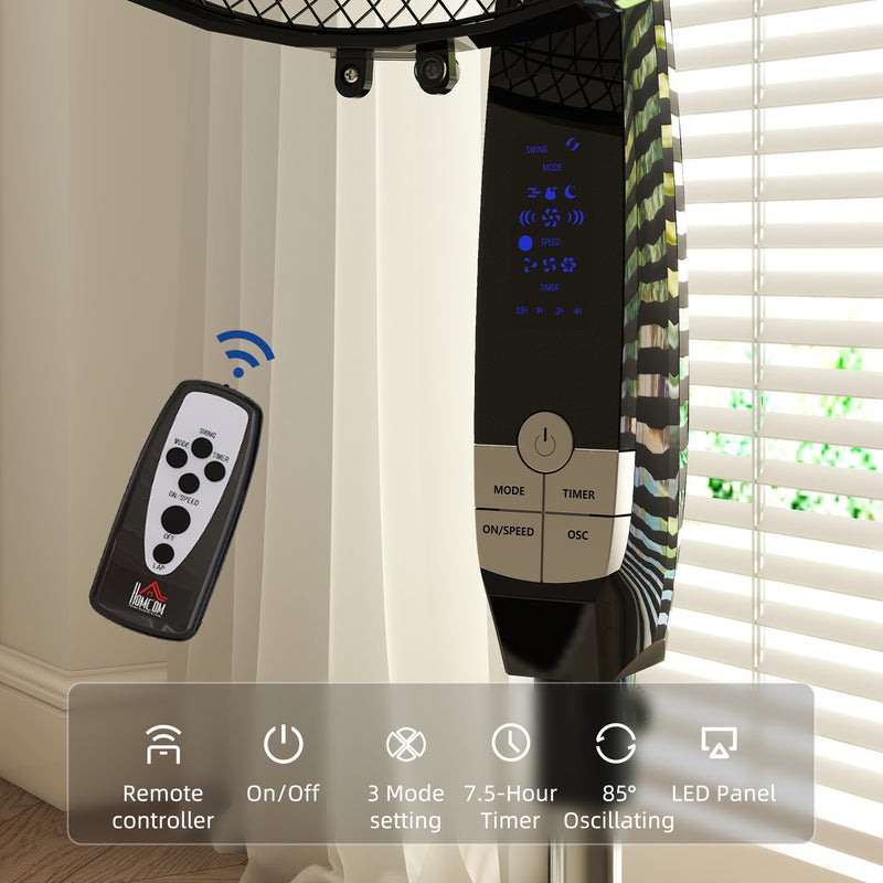 Pedestal Fan with Remote Control for Adjustable Cooling in Home or Office Black AOSOM