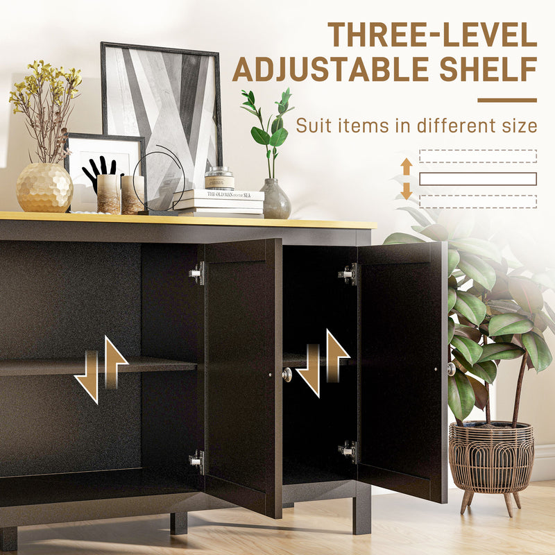 Black Sideboard Buffet Storage Cabinet with Adjustable Shelves for Organised Hallway or Living Room