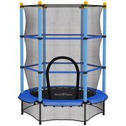 Kids Trampoline With Safety Enclosure For Indoor Or Garden Play 4ft 6in Blue AOSOM
