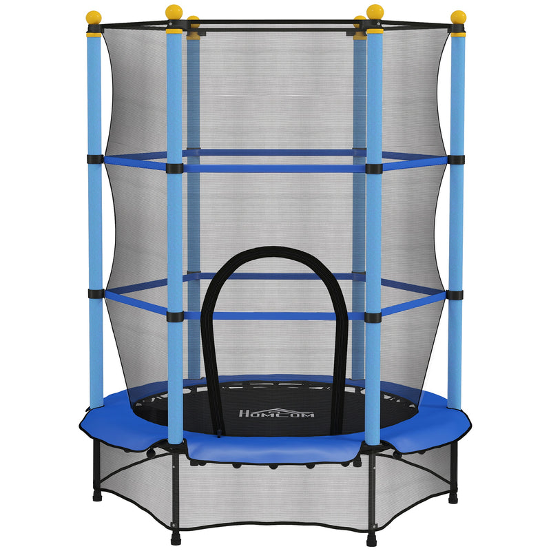 Kids Trampoline With Safety Enclosure For Indoor Or Garden Play 4ft 6in Blue AOSOM