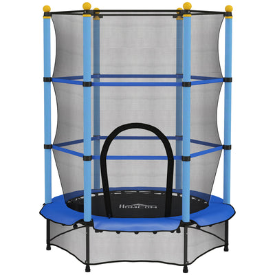 Kids Trampoline With Safety Enclosure For Indoor Or Garden Play 4ft 6in Blue AOSOM