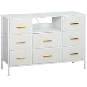 Cream White Boucle Chest of Drawers 8 Drawer Fabric Dresser With USB Charging by HOMCOM