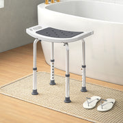 Height Adjustable Shower Stool With Padded Seat and Drainage Holes For Bathroom Use Grey
