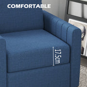 Blue Modern Boxy Linen Look Armchair with Padded Seat by HOMCOM