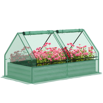 Metal Raised Garden Bed with Cover for Herbs and Vegetables Ideal for Outdoors Green Grey