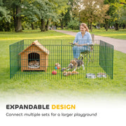 Dog Playpen for Medium Dogs Flexible Indoor Outdoor Pet Enclosure Foldable Green AOSOM