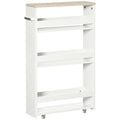 Slim Bathroom Storage Trolley with Wheels for Small Spaces White Kleankin