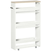 Slim Bathroom Storage Trolley with Wheels for Small Spaces White Kleankin