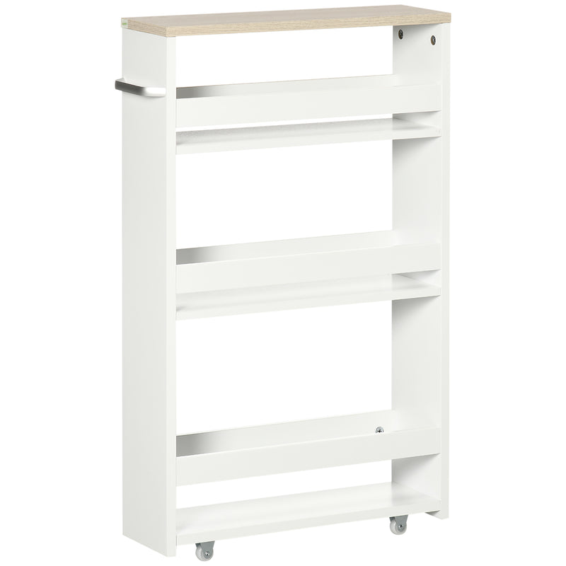 Slim Bathroom Storage Trolley with Wheels for Small Spaces White Kleankin