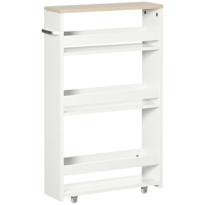 Slim Bathroom Storage Trolley with Wheels for Small Spaces White Kleankin