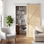 Sliding Door Hardware Kit for Quiet Wooden Doors Indoor or Outdoor Use Silver Tone AOSOM