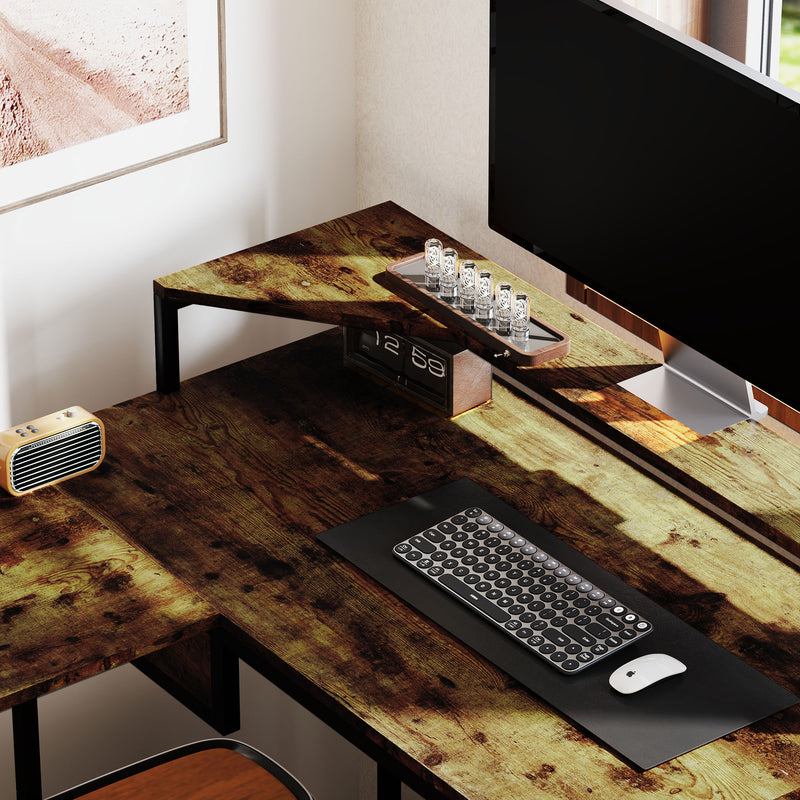 L Shaped Industrial Style Multi Work Desk For Home Office by HOMCOM