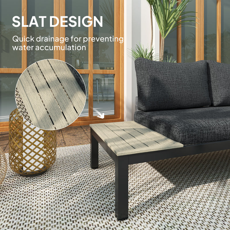 3 Piece Aluminium Garden Furniture Set with Cushions and Coffee Table Dark Grey by Outsunny