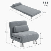 Grey Velvet Feel Single Sleeper Chair Comfortable Space Saving Design by HOMCOM