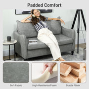 Two Seater Grey Faux Leather Sofa With Marble Effect Ideal For Living Rooms 