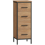 Slim Oak Bathroom Storage Cabinet With 4 Drawers For Organising Toiletries