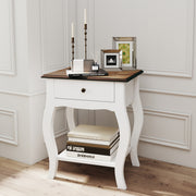 2 Piece French Style Bedside Tables with Drawer and Shelf for Bedroom or Lounge White