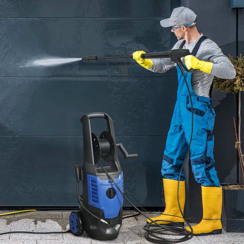 Pressure Washer for Patios Cars and Garden Furniture with Adjustable Nozzle Blue Black AOSOM
