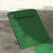 Set of 2 Green Reclining Beach Chairs with Metal Frames for Garden or Camping Use
