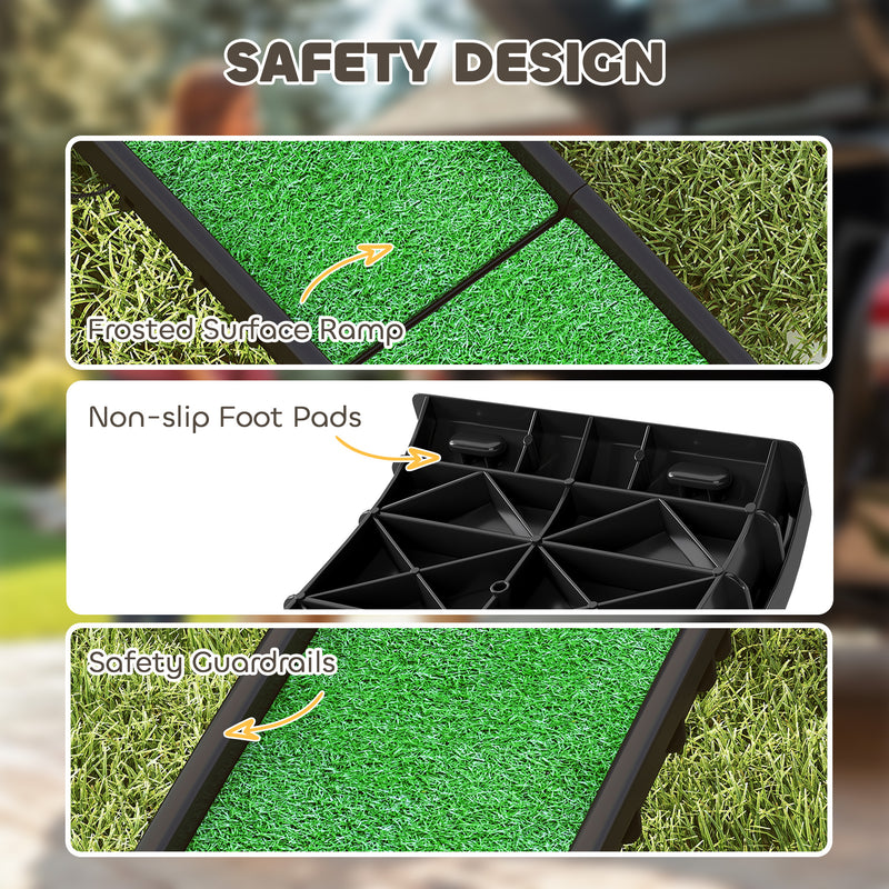 Foldable Dog Ramp with Non Slip Surface Ideal for Cars and Home Use, Black AOSOM
