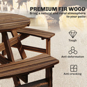 Garden Dining Set for 6 with Round Pub Style Table and Benches Weather Resistant Fir Wood Carbonized Outsunny