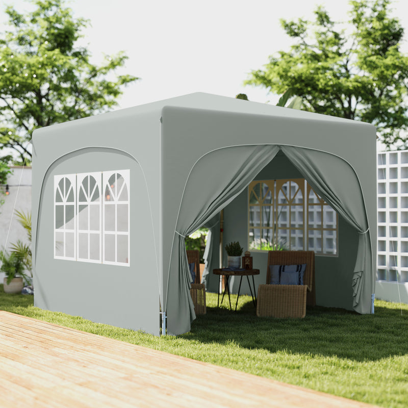 Light Grey 3 x 3m Pop Up Gazebo Shelter with Sides UPF50+ by Outsunny
