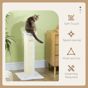 White 81cm Cat Scratcher with Sisal Rope Hanging Ball and Soft Plush by PawHut
