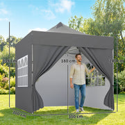UPF50+ Pop Up Gazebo 3 x 3 m with Removable Sidewalls for Outdoor Parties and Events Outsunny