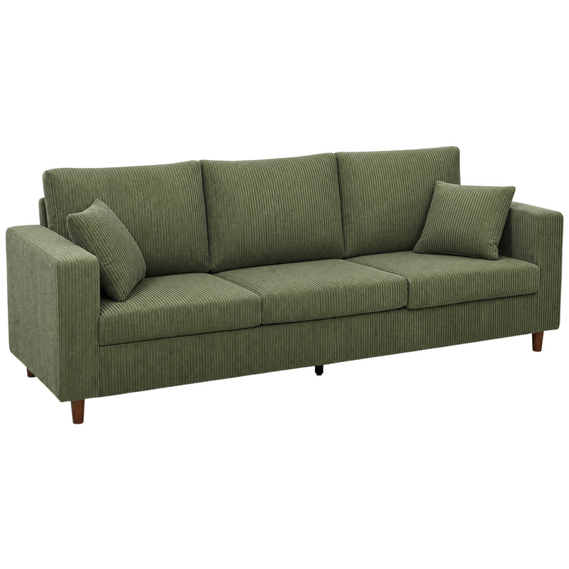 Three Seater Sofa for Spacious Family Lounging with Deep Cushions and Corduroy Fabric