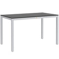 Black Patio Dining Table for 4 to 6 with Slatted Top and Aluminium Frame by Outsunny