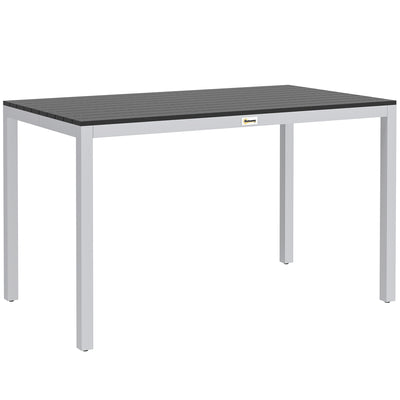 Black Patio Dining Table for 4 to 6 with Slatted Top and Aluminium Frame by Outsunny