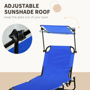 Set of Two Blue Folding Sun Loungers with Adjustable Backs and Sun Canopies by Outsunny