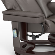 Brown Massage Recliner Chair with Footstool Adjustable Backrest and Swivel Base by HOMCOM